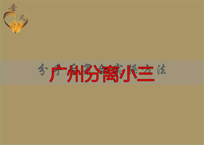 广州专业分离小三：合法合规挽回婚姻实操指南