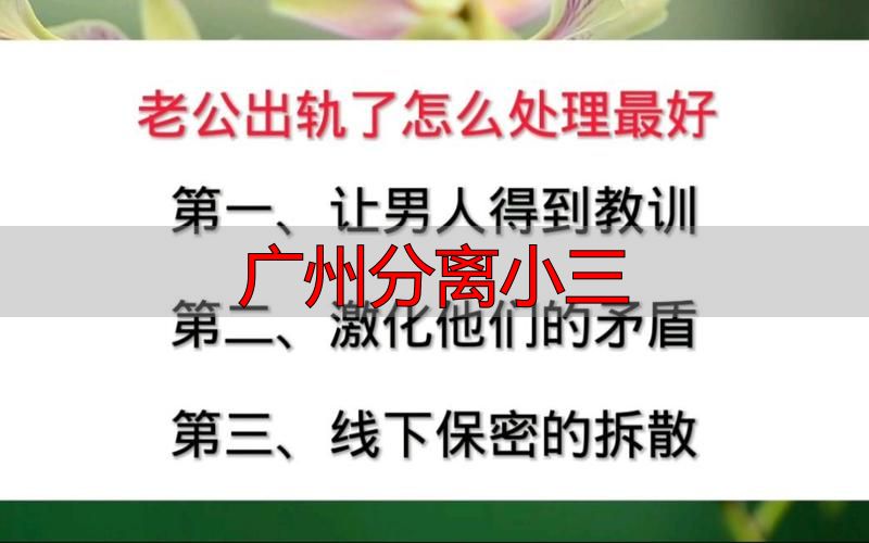 广州分离小三怎么办？正规机构帮你合法挽回